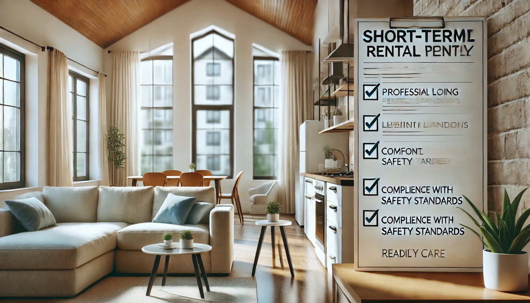 A professional looking short-term rental property with a clean and modern interior.
