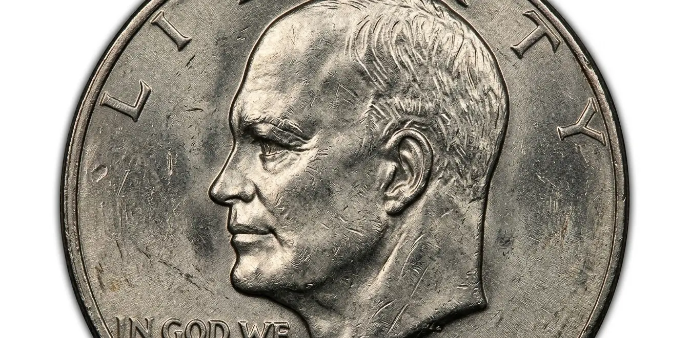 Macro shot of 1976 Eisenhower dollar obverse